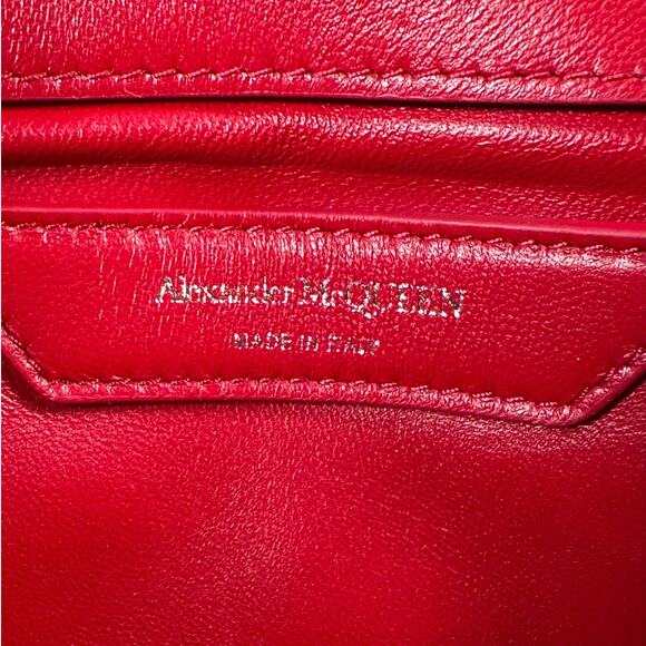 Alexander McQueen Small Seal Bag Blood Red Silver NWT - Picture 2 of 8